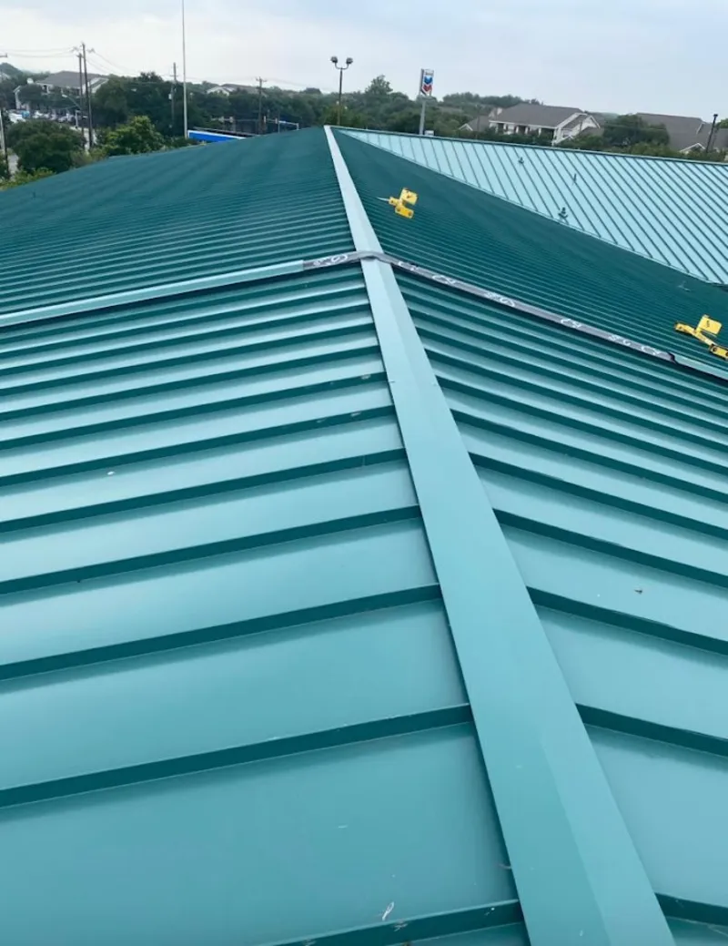 Green commercial metal roof ridge and valley for Metal Roof Repair in Powell